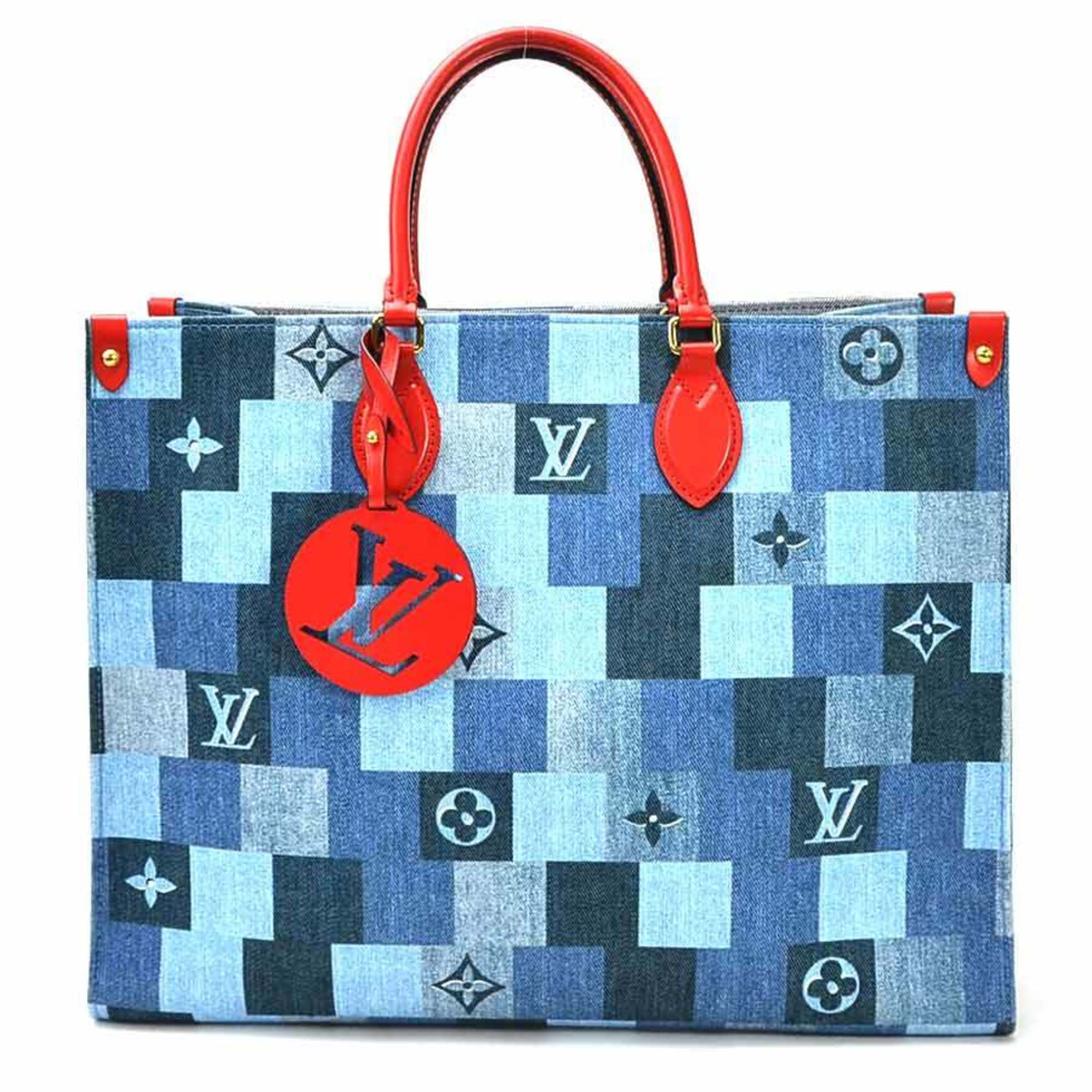 Louis Vuitton Monogram Denim On The Go GM 2WAY Bag Blue