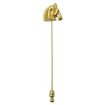 HERMES Pin Brooch Lapel Pin Horse Metal Brooch Gold