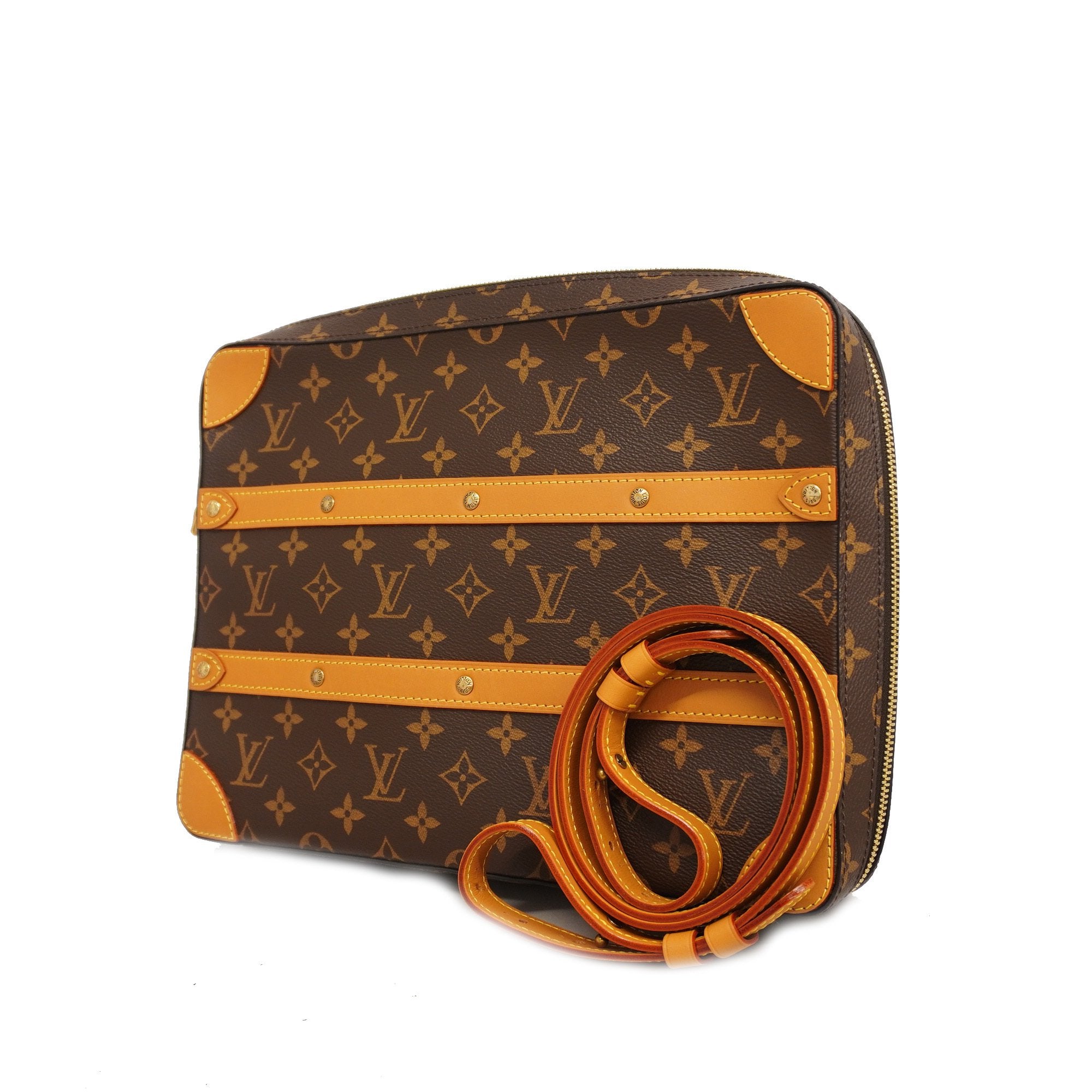 Louis Vuitton Brown Monogram Soft Trunk Messenger Leather Cloth
