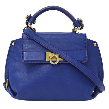 SALVATORE FERRAGAMO Ferragamo Bag Women's Handbag Shoulder 2way Gancini Sofia Leather Blue EZ-21 E238 Micro