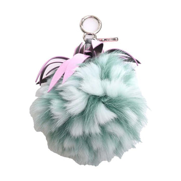 FENDI Fur Bag Charm Keychain Green Ladies