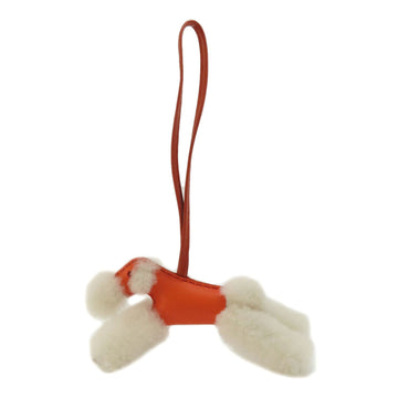 HERMES Bag Charm Buddy Dog Orange Poppy Keychain Mouton/Leather Women's