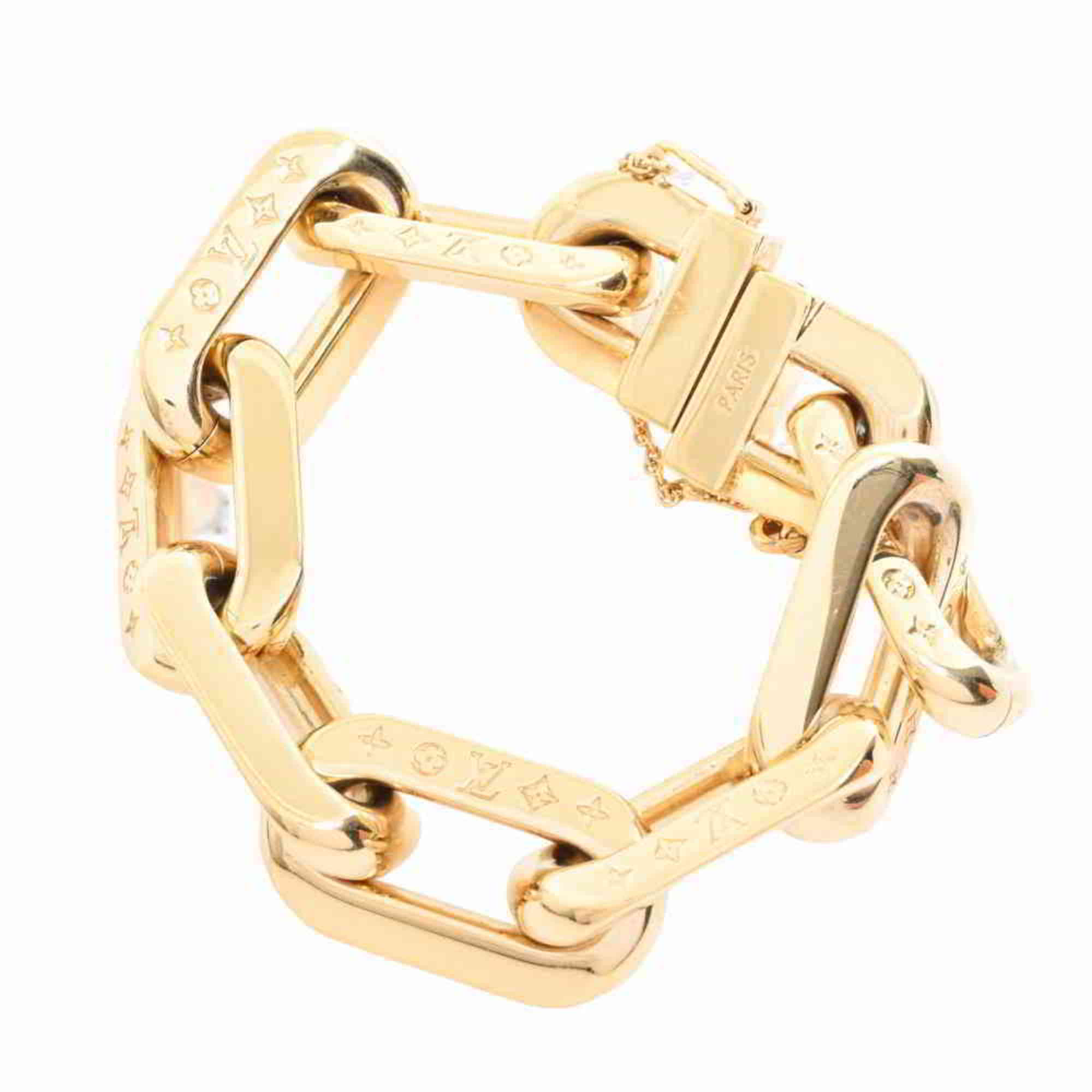Louis Vuitton Brasserie LV Edge Chain Bracelet Bangle Gold Metal