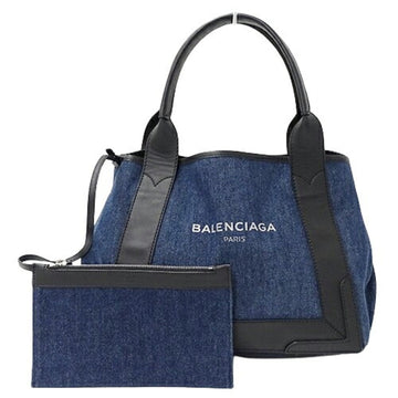 BALENCIAGA Bag Women's Brand Tote Handbag Denim Navy Cabas S Blue 339933 Compact with Pouch