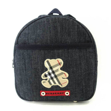 BURBERRY Bag Mini Rucksack Backpack Navy Bear Motif Plaid Kids Canvas