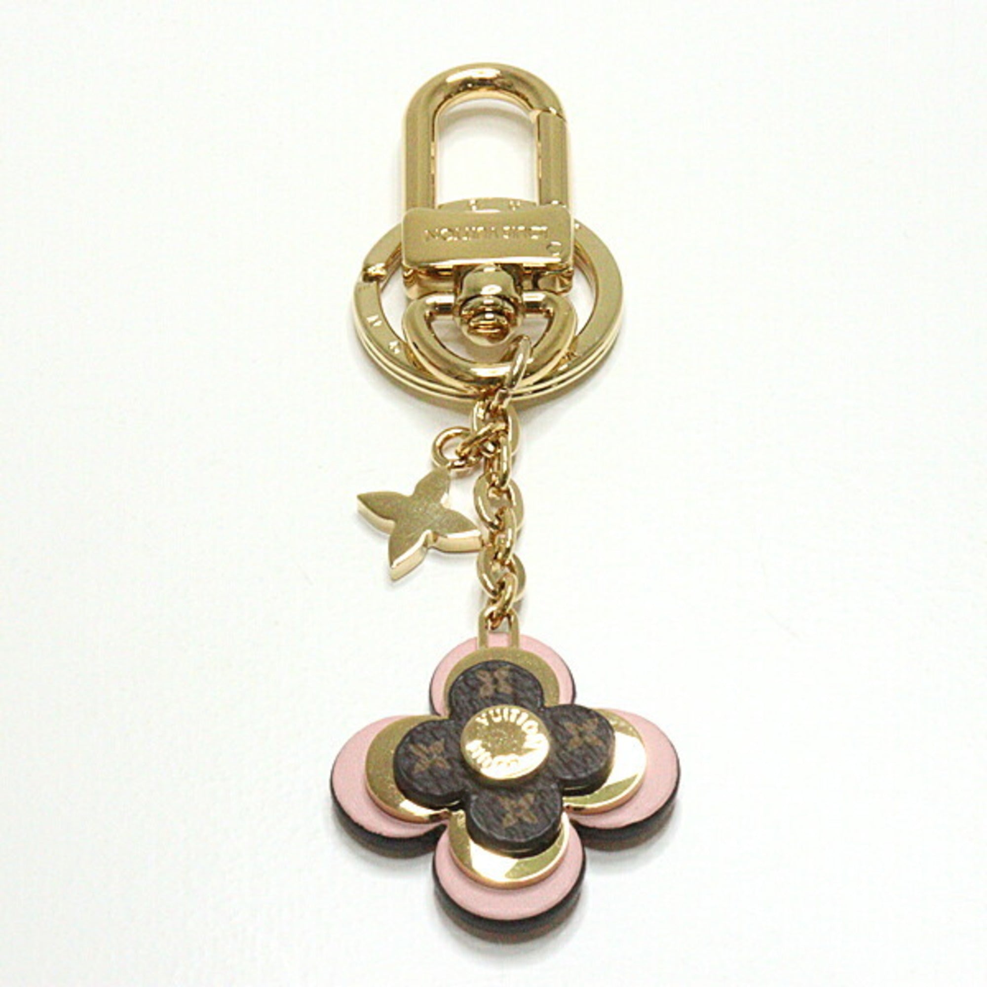 Louis Vuitton Porto Cle Blooming Flower BB Keychain Bag Charm M63085 Pink/Brown/Epi Leather/Metal/Monogram Canvas