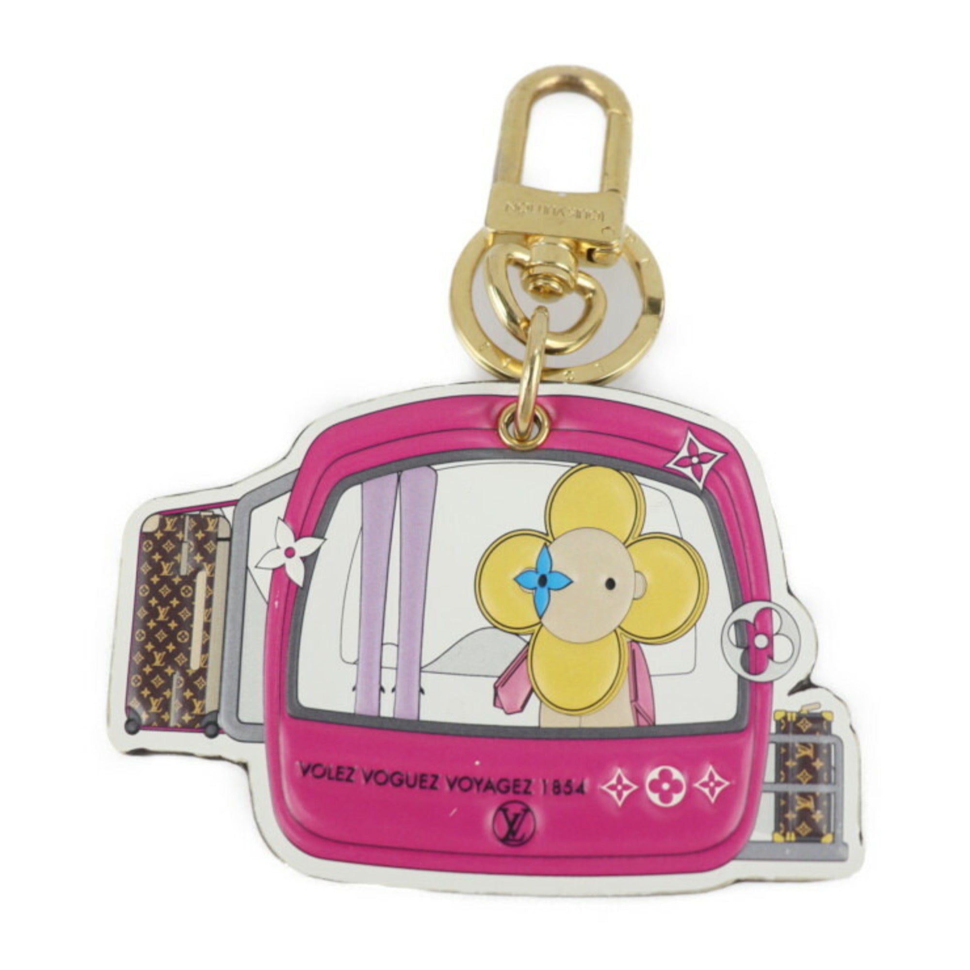 Louis Vuitton Portocre Epi Vivienne Keychain M68653 Monogram Canvas Brown Pink Multicolor Gold Hardware Key Ring Bag Charm