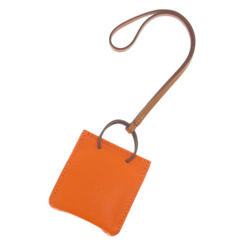 HERMES Bag Charm Sac Orange Fu Keychain Anu Milo Women's