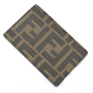 FENDI Card Case Zucca Pattern Pass Flat 7AR911 Leather Men's Women's KM2715
