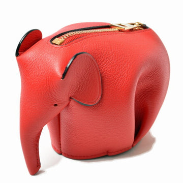 Loewe Coin Case Accessory Mini Pouch Elephant Charm Rouge