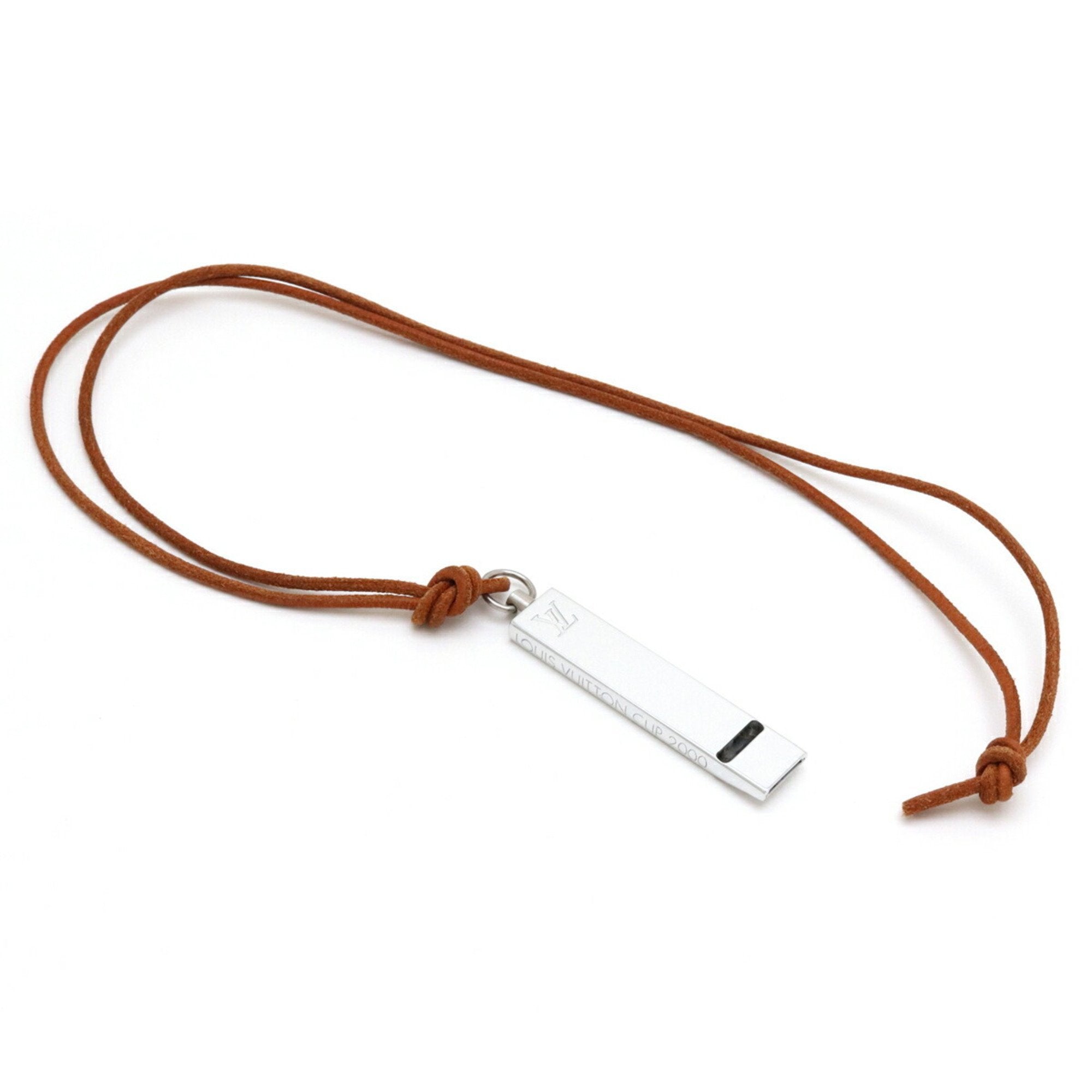 Louis Vuitton LV Cup 2000 Limited Whistle Necklace Leather Metal Silve