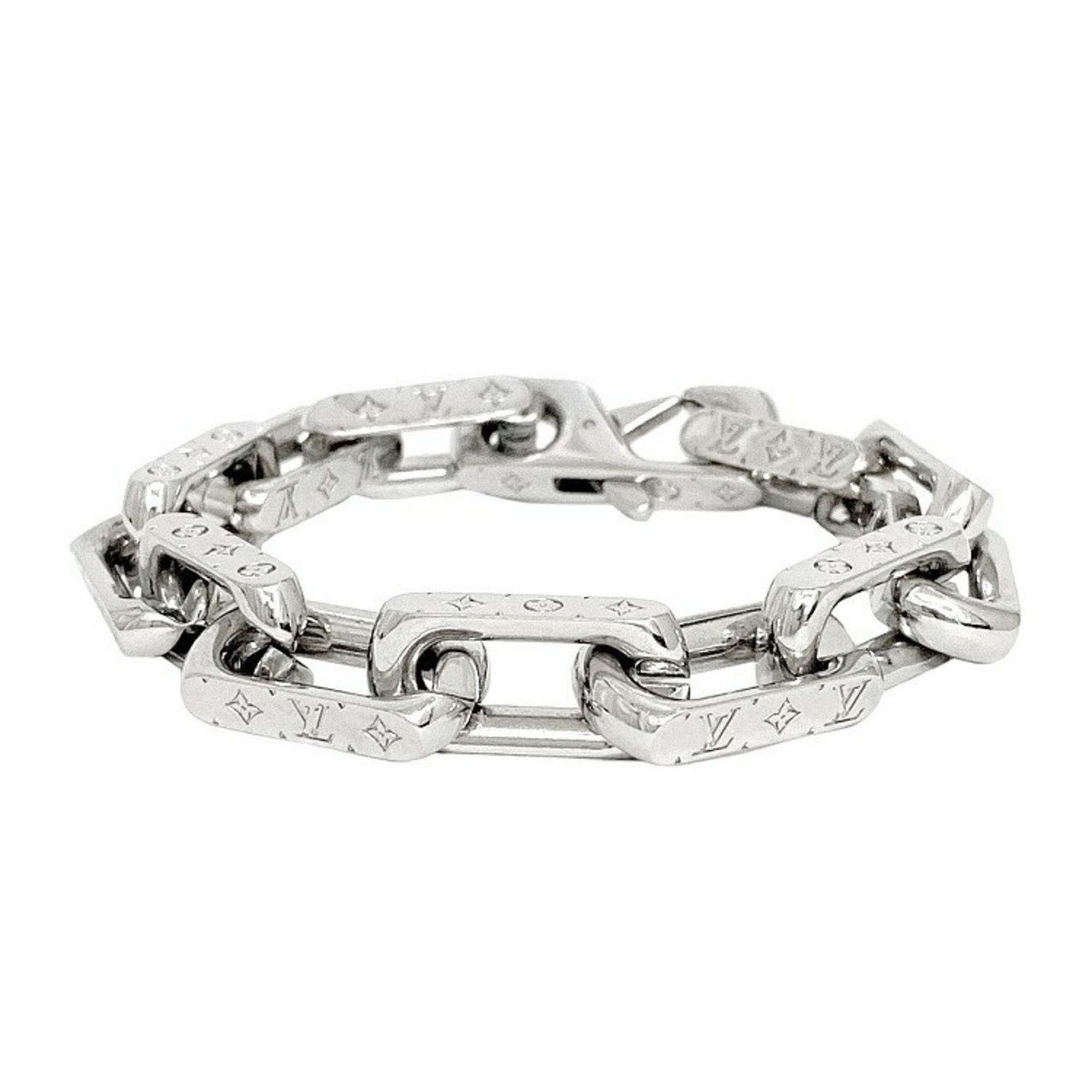 Louis Vuitton Chain Bracelet Engraved Monogram Silver für Herren