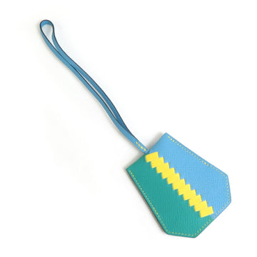 HERMES Charm Crochette Leather Blue/Green/Yellow Silver Unisex