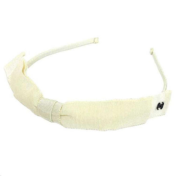 CHANEL Headband White Coco Mark Ribbon Canvas 20 A  Hair Monotone Women's
