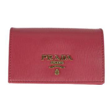 PRADA card case 1MC122 VITELLO MOVE I calf leather PEONIA pink series gold metal fittings business holder