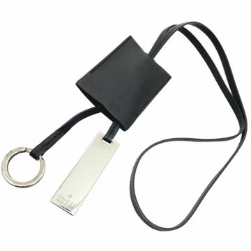 GUCCI Strap Plate Leather Neck Black 033 01 0863  Crochette Long Keychain Key Ring