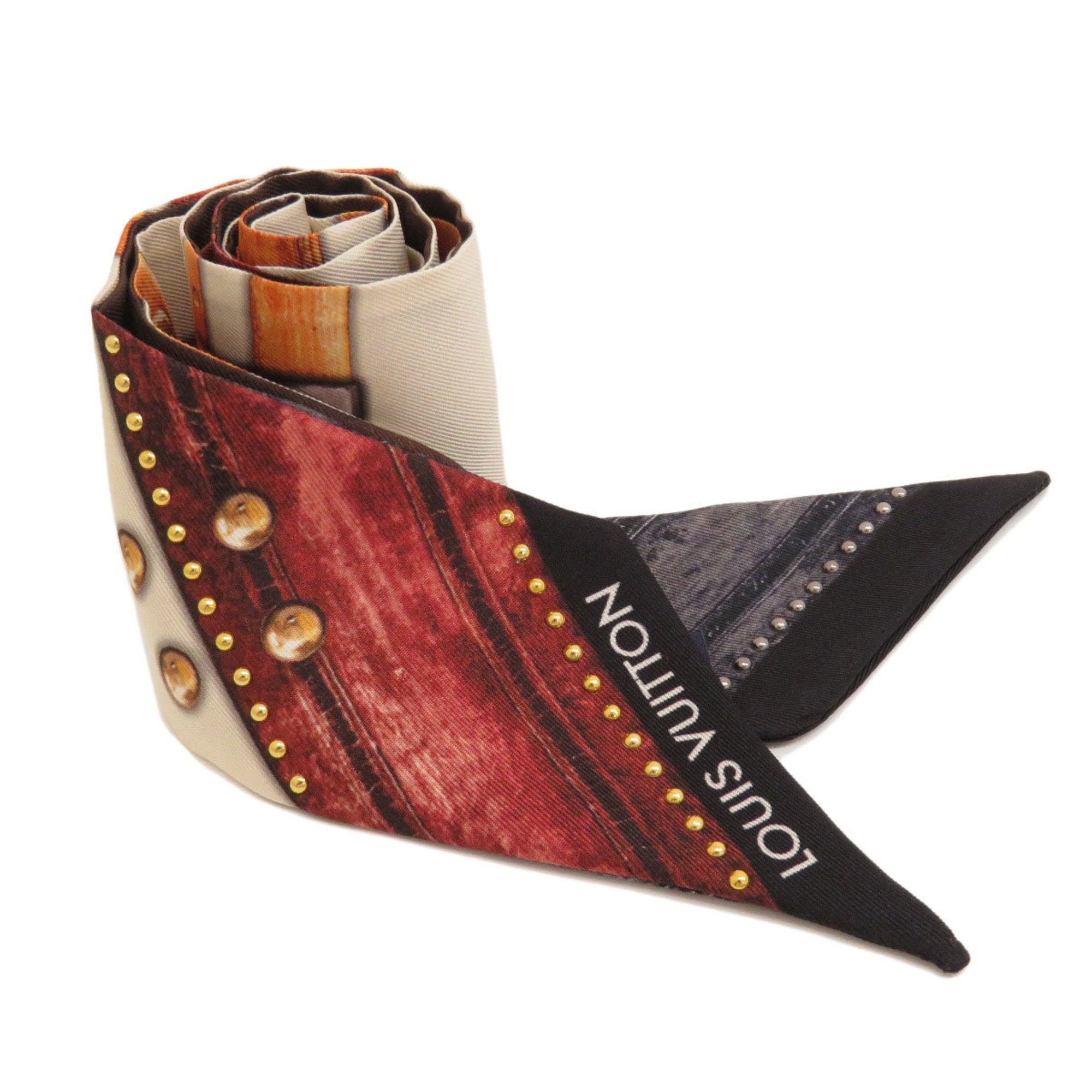 LOUIS VUITTON scarf M72395 Bando monogram trunks silk Brown Women Used –