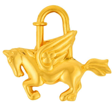 HERMES Padlock Cadena Charm Pegasus 1993 Limited Gold Plated