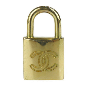 CHANEL cadena metal gold padlock key bag charm