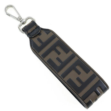 FENDI FF Logo Charm Keychain Leather Made in Italy Brown logo Unisex