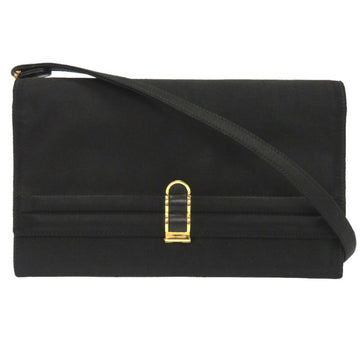 Hermes Cooktail Satin Black Gold hardware Shoulder Bag 0034 HERMES