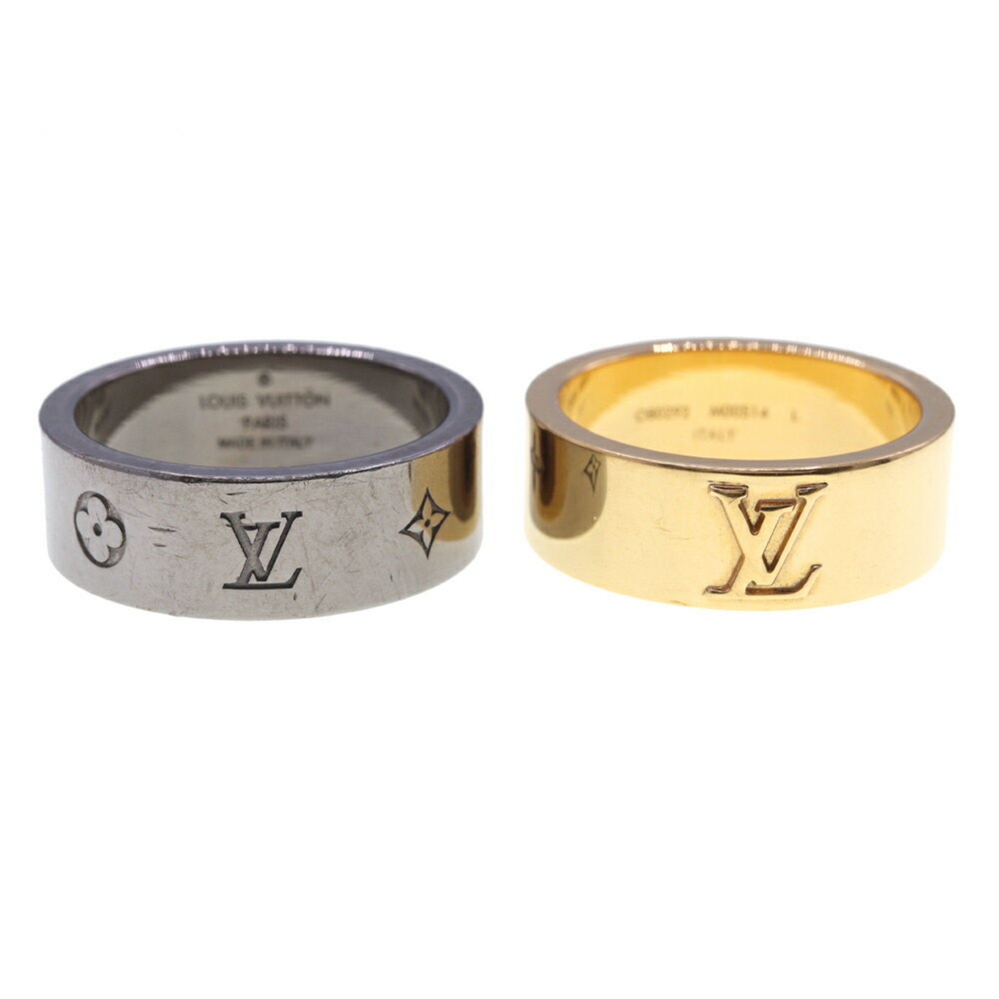 Louis Vuitton Ring LV Instinct M00514 Gunmetal Gold Metal Size L Men's