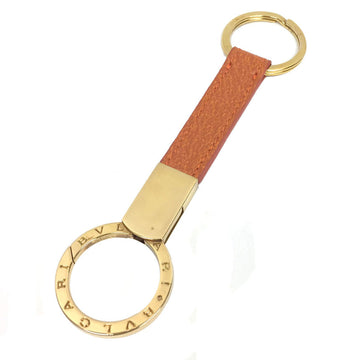 BVLGARI Bulgari Man BB MAN Keychain Key Ring Camel Orange x Gold Men's Women's Unisex