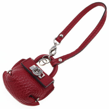SALVATORE FERRAGAMO Ferragamo Bag Charm Gancini 22A705 Red Leather Women's Key Holder Motif Salvatore