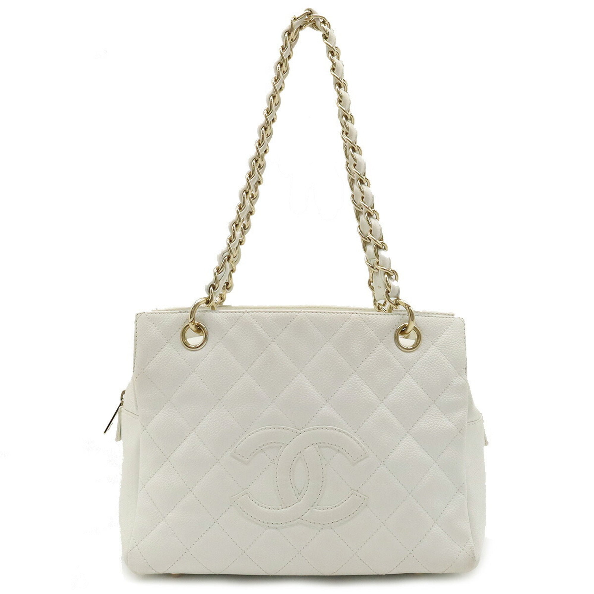 Chanel Cc Modern Chain Tote 221925 White Leather Shoulder Bag