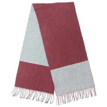 HERMES Muffler 22 Fall/Winter Bordeaux Gray FREE Bicolor Reversible Cashmere Kazak Adult Casual Cold Protection