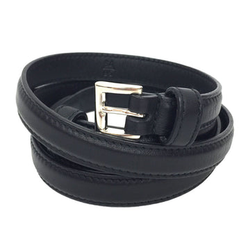 PRADA narrow belt 1C6018 85/34 size silver buckle black leather aq6681
