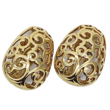 YVES SAINT LAURENT Earrings Women's Gold Round Openwork Pattern Egg Shape Curve Arabesque