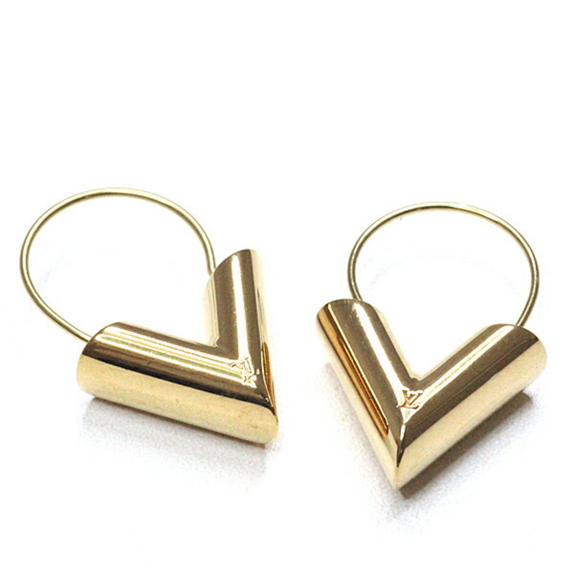 Louis Vuitton Hoop Earrings Essential V M61088 Metal Gold LV