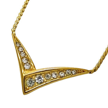 CHRISTIAN DIOR necklace Lady's gold rhinestone