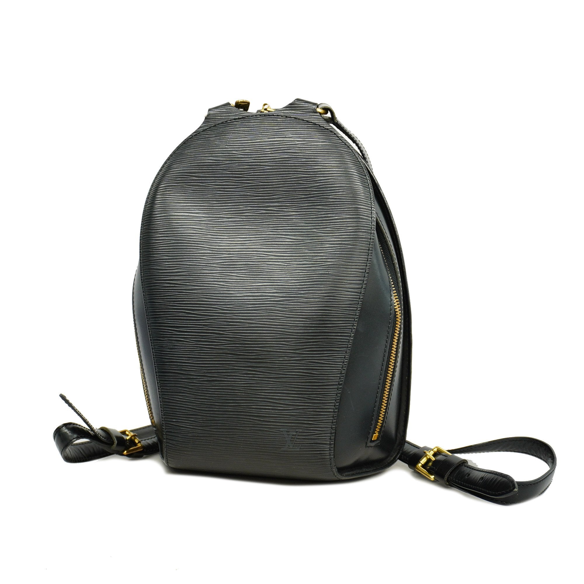 Pre-owned Louis Vuitton Mabillon Leather Backpack In Black