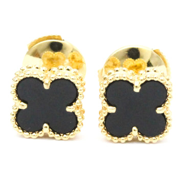 VAN CLEEF & ARPELS Sweet Alhambra VCARG12000 Onyx Yellow Gold [18K] Stud Earrings Black,Gold