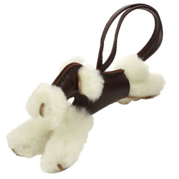 HERMES Buddy Bag Charm Rouge Serie Anyomiro Mouton Dog Brown U Engraved [Made]
