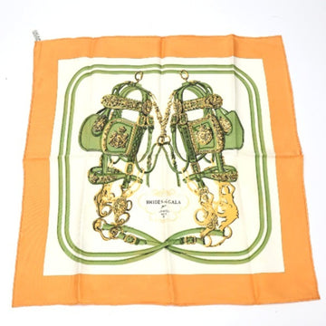 HERMES Handkerchief Petit Carre Gauroche Silk Twill 45  Orange Scarf