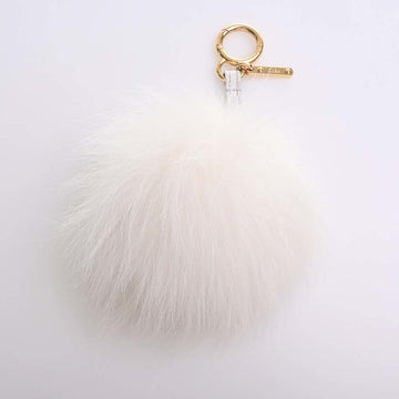 FENDI Fur Pom Bag Charm White Ladies