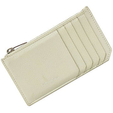 SAINT LAURENT card case gray beige silver 458583 coin leather  PARIS holder purse wallet ladies