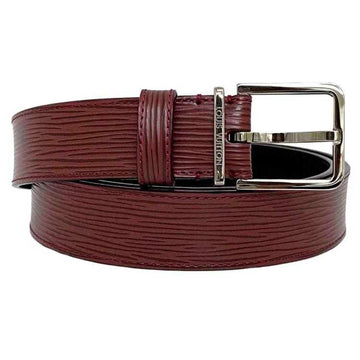LOUIS VUITTON Belt Suntulle Ginza Bordeaux Silver Epi M9516 30mm Metal Leather CT1153  Waist Wine Red Square Buckle LV Fashion