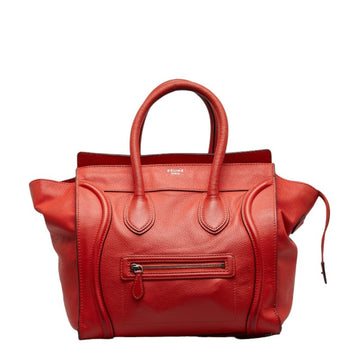 CELINE Luggage Shopper Handbag 165213 Orange Leather Women's