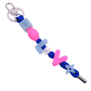 LOUIS VUITTON Play MP3458 Cotton Metal Resin Beads Blue Pink Keychain 0050  6A0050EIB5