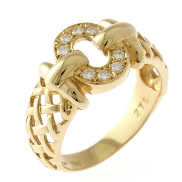 CHRISTIAN DIOR Ring Size 10.5 18K Yellow Gold Diamond Women's