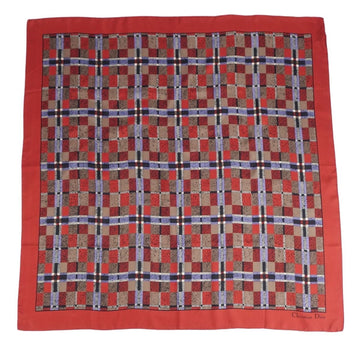 CHRISTIAN DIOR Scarf Muffler Plaid Pattern 100% Silk Women's Multicolor