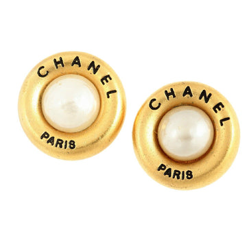 Chanel Coco Mark Earrings Vintage Mabe Fake Pearl 93A