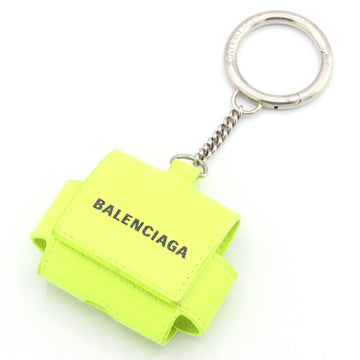 BALENCIAGA Earphone Case AirPods Pro 655679 Neon Yellow Leather Key Ring Bag Charm Men Women Apple