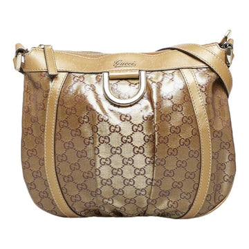 GUCCI GG Crystal Abbey Shoulder Bag 203257 Gold PVC Leather Ladies