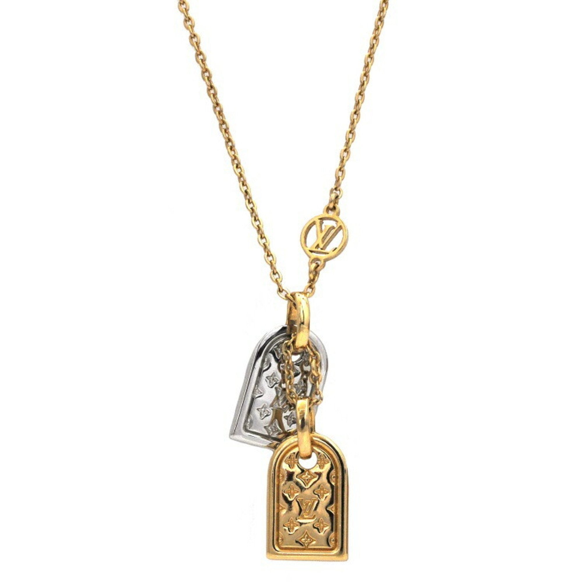 Louis Vuitton, Accessories, Louis Vuitton Lv Initial Chain Necklace  Pendant Metal Silver M037 85rc551