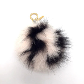 FENDI pompom charm bag fur fox pink/black gold metal fittings 7AR683 accessories ladies